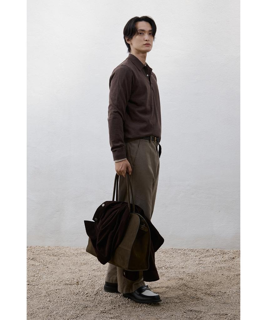 YOUTH Cotton Cashmere Polo Shirt - Dark Brown