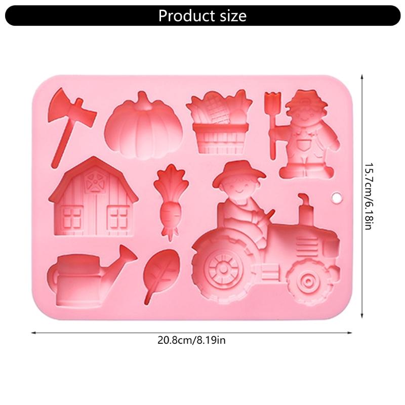 Reusable Food Grade Silicone Baking Molds 9 Farm Animal Vegetable Designs Mould For Cakes Candies Crafts