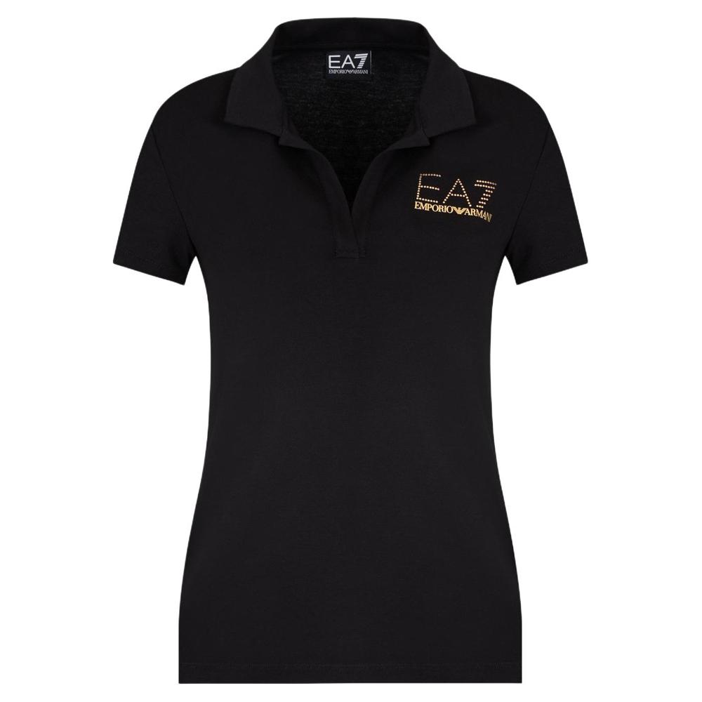 

Emporio Armani EA7 Solid Color Studded Letter Short Sleeve Polo Shirt Women tops Black 7W000266-AF12500-UC001 XS