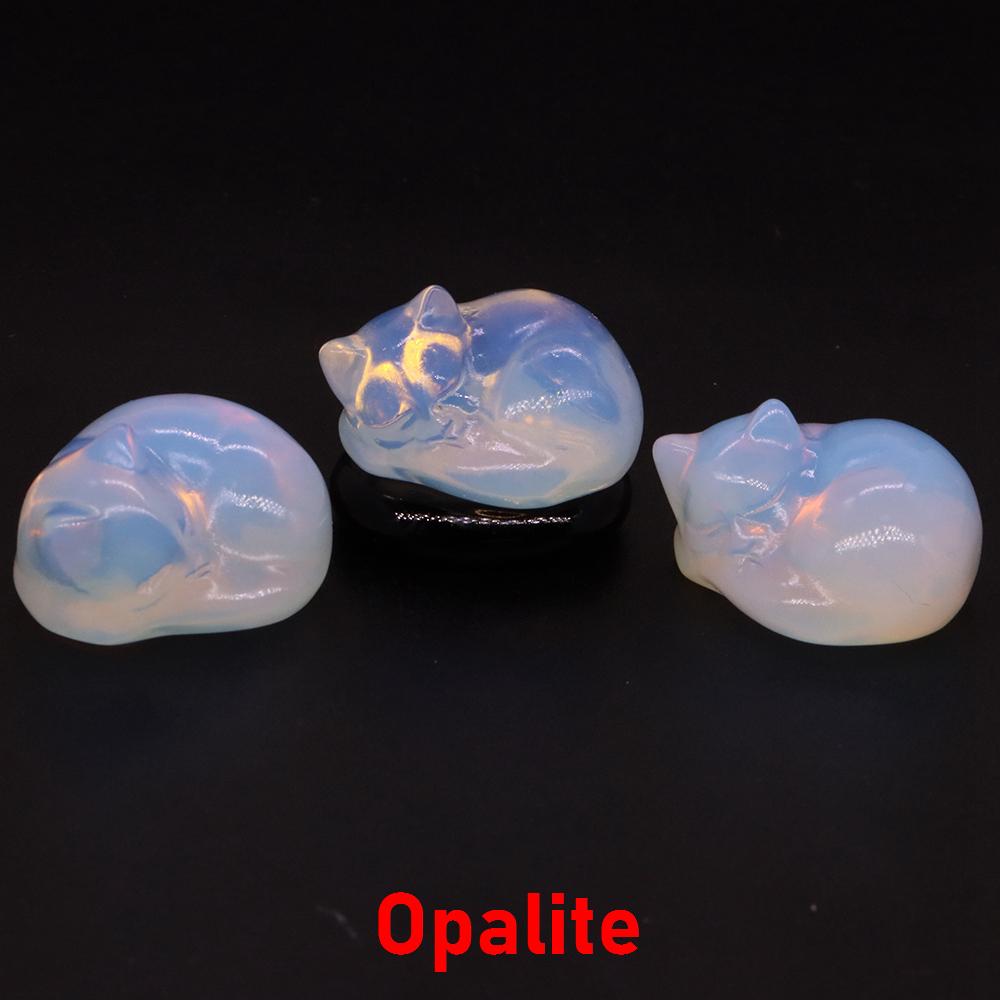 30mm Niedliche Katzenstatue Naturstein Kristall Handgeschnitzt Heilendes Tierfigur Reiki Edelstein Handwerk Heimdekoration Feiertagsgeschenk