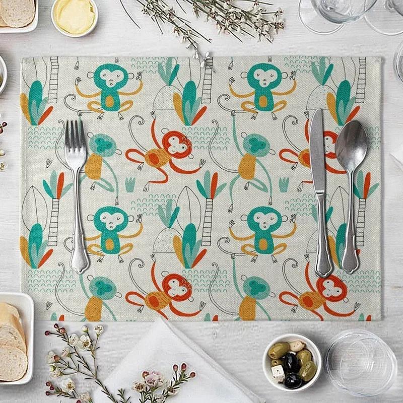 1PC Tiger Lion Place Mat Cartoon Animal Pattern Table  Creative   For Wedding Kitchen Decor Marine Life Placemat