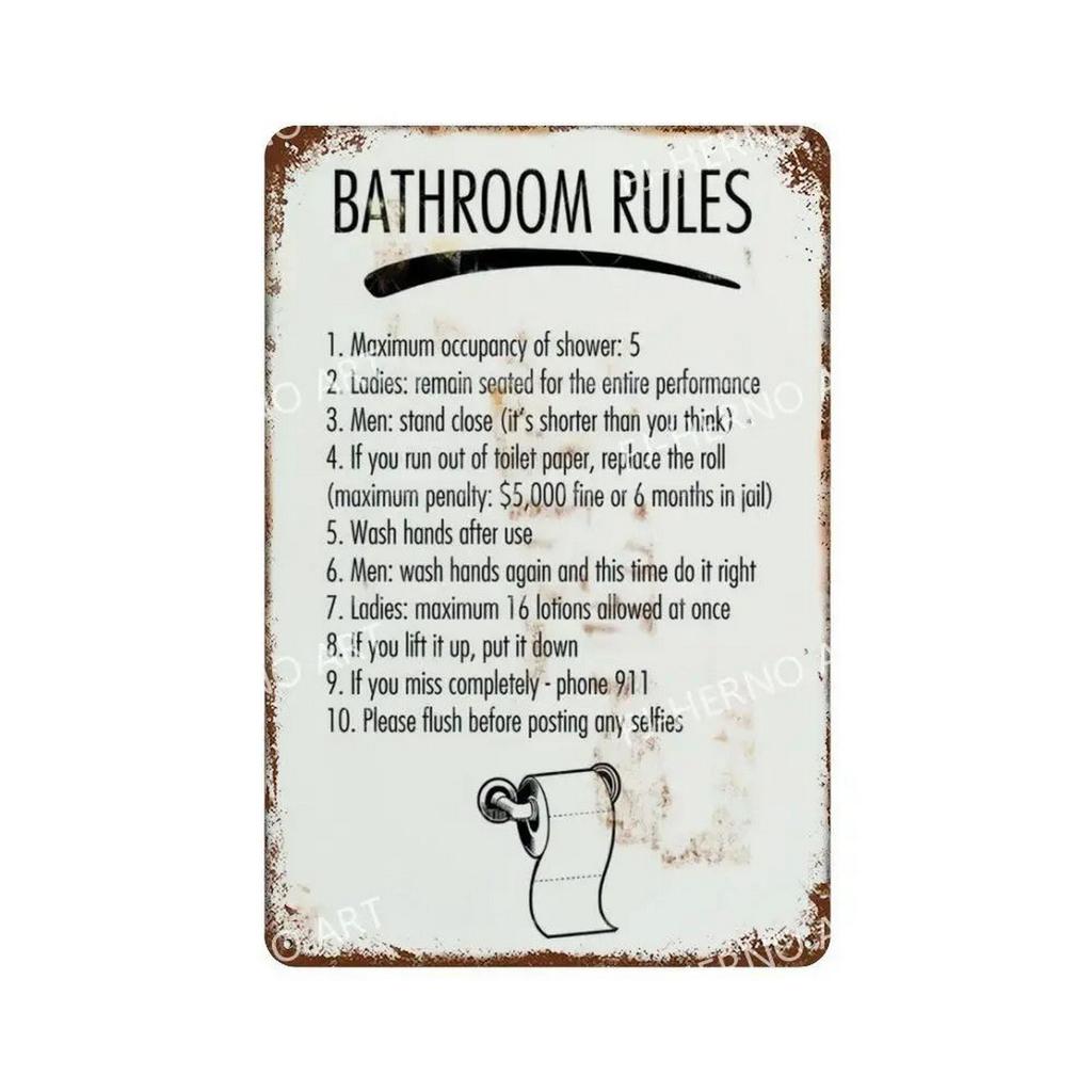 HD Tin Sign Funny Bathroom Humor Vintage Metal Wall Art Retro Toilet Decor Set