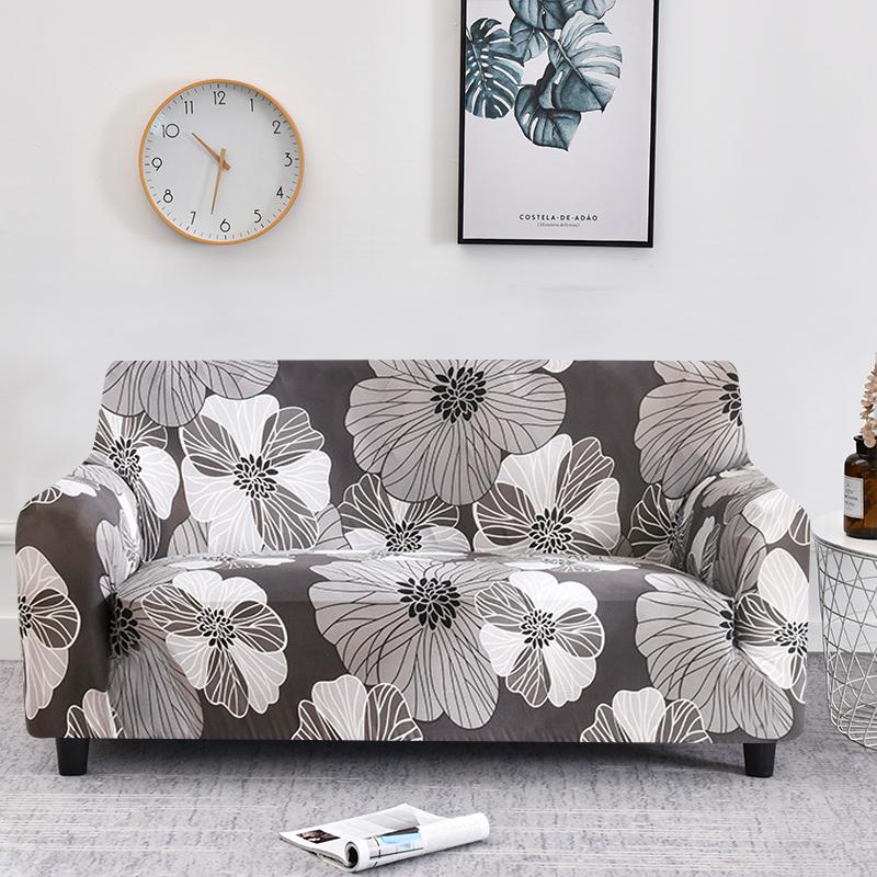 Geometric Plant Print Leisure Sofa Cover L Shape 1/2/3/4 Seat Small Sofa Sofa Cushion Kids Sofa Armchair Straight Sofa Cover