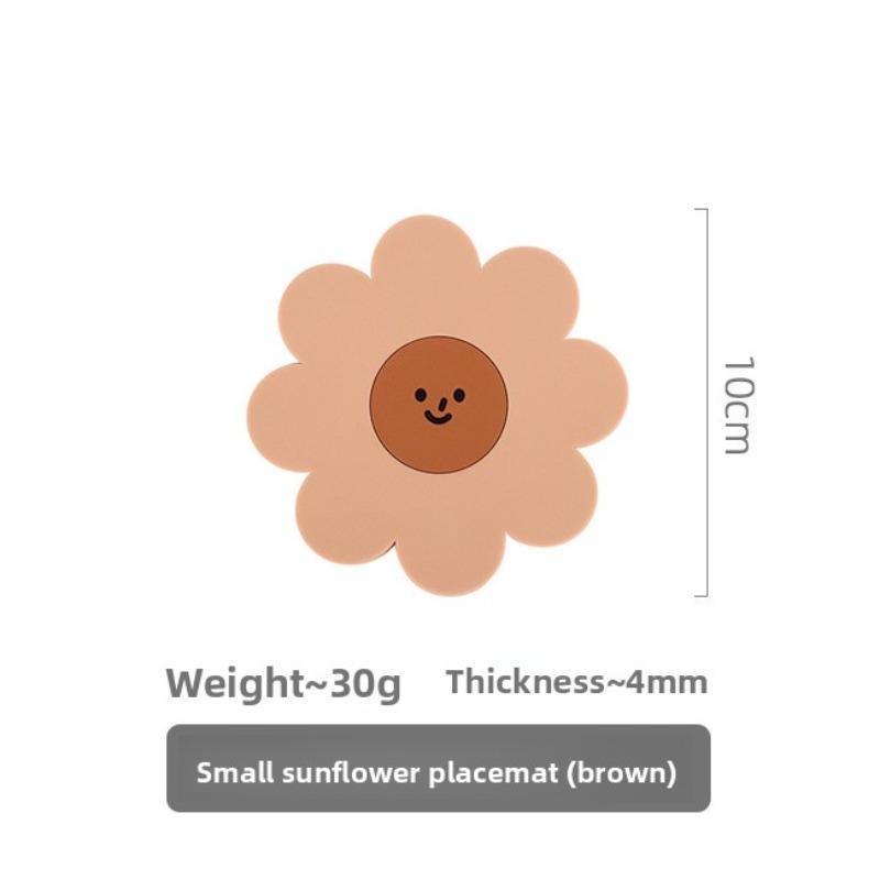 

Silicone Heat Insulation Pads, Household Anti-slip Coasters, High-temperature Resistant Table, Bowl and Plate Pads, Sunflowers small коричневий