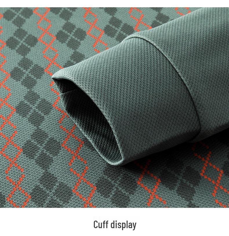 Men's Long Sleeve Rhombus Print Lapel T-shirt - Fake Two-Piece Casual Top