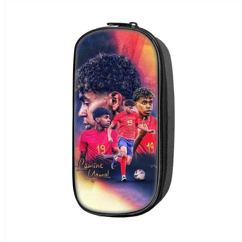 L-Lamin Yamal Pattern Pencil Case Makeup Bag Football Star Pen Bag Student Big Capacity School Supplies Zipper Pencil Pouch
