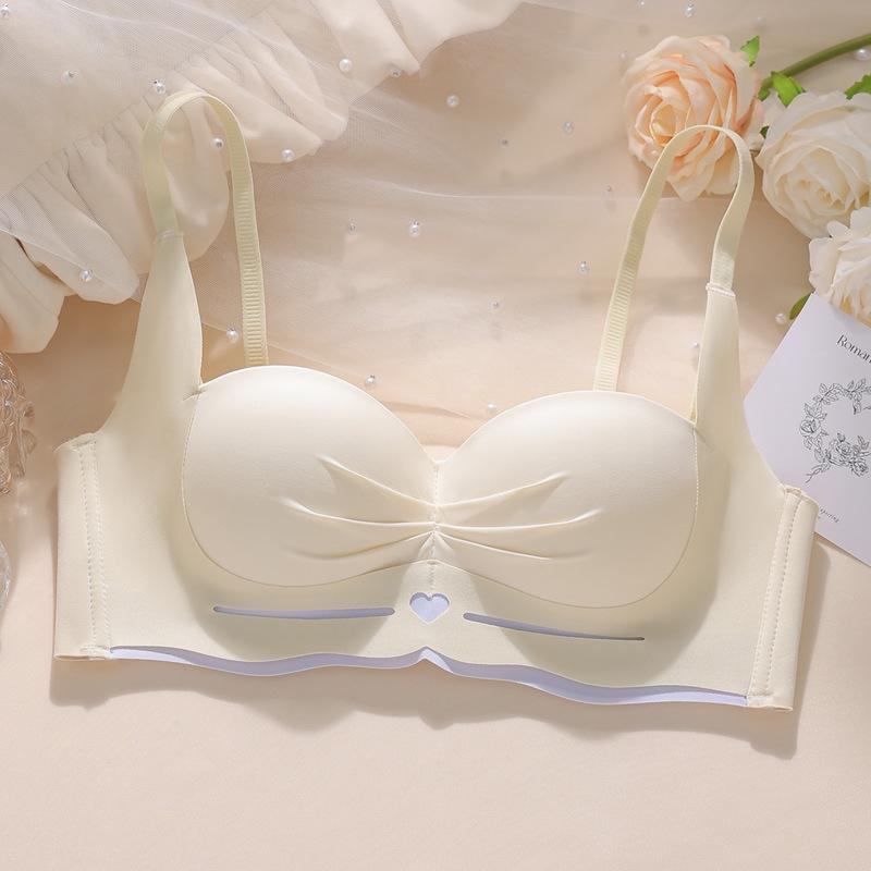Cartoon Chest Uplift Wire-Free Seamless Half Cup Padded Bra for Small Busts