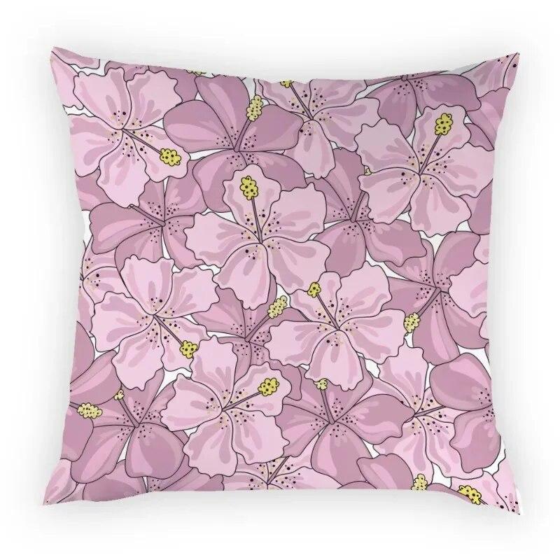 Pillow Case Pillow Flower Daisy Peach Blossom Square Color Sitting Sofa Cushion Cover