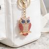 Keychain Pendant 3D Cartoon Owl Design Sparkling Rhinestones Inlaid Enamel Wings Key Chain with Lobster Clasp Key Ring Bags Accessories