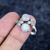 Rainbow Moonstone Gemstone Handmade 925 Sterling Silver Jewelry Ring Size 9 MM-3436