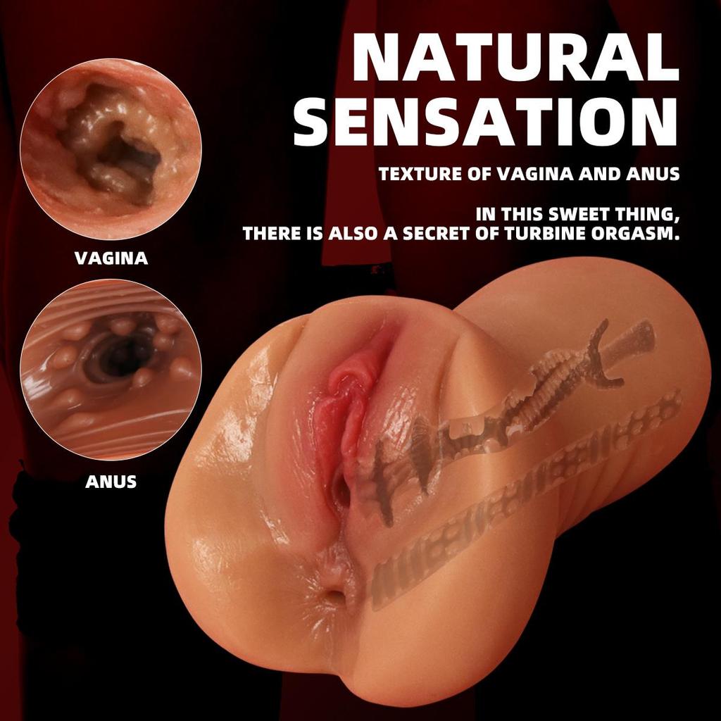 Male Masturbator Pocket Pussy Realistic Vagina Sex Toy For Men Sexy Double Channel 3D Anus Vagina