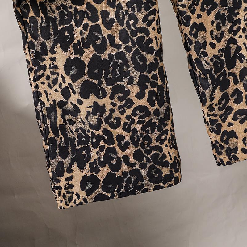 Girls' Outfit Children's Clothing Spring and Autumn New Fashion Leopard Print Bowknot Print Long Sleeve Sweatshirt Wide Leg Pants