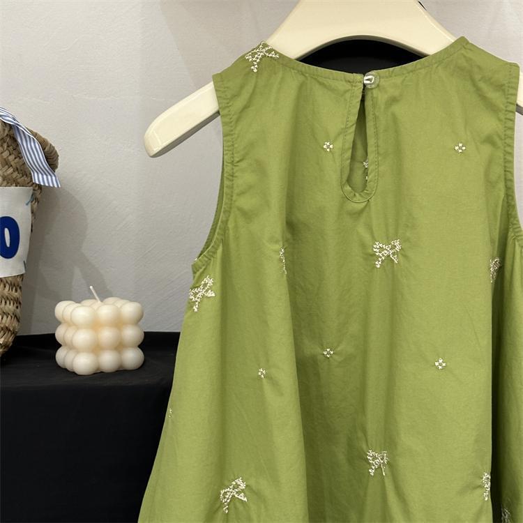 Ärmelloses Baby-Mädchen Prinzessinnenkleid im koreanischen Stil mit Schleife - Sommer Einfarbig