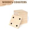 Bannik 25-Pack Unfinished Wooden Coasters, 4-Inch Blank Wooden Coasters, Craft Coasters with Non-Slip Silicone Dots, Square, Easy to Use