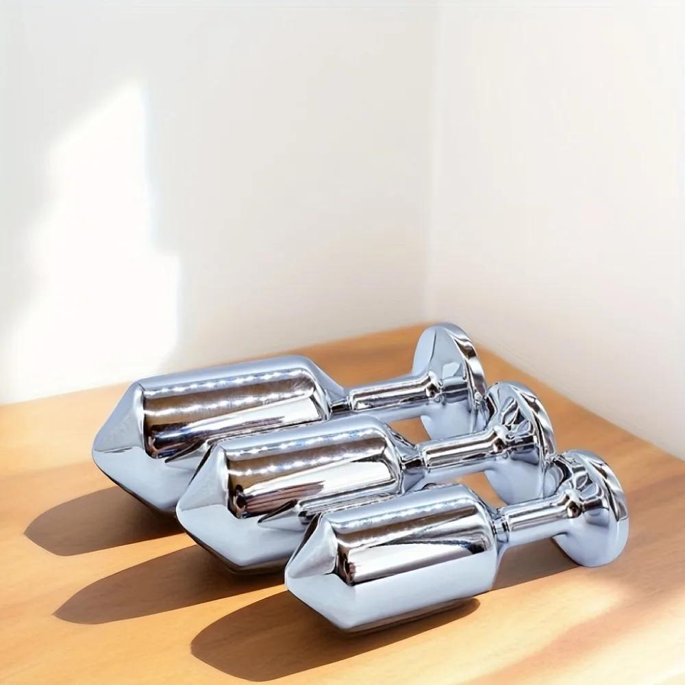 Gravity Anal Plugs Metal Silver Butt Trainer Jewel Inlaid Bottom Sex Toy Prostate Massager Backdoor Expander