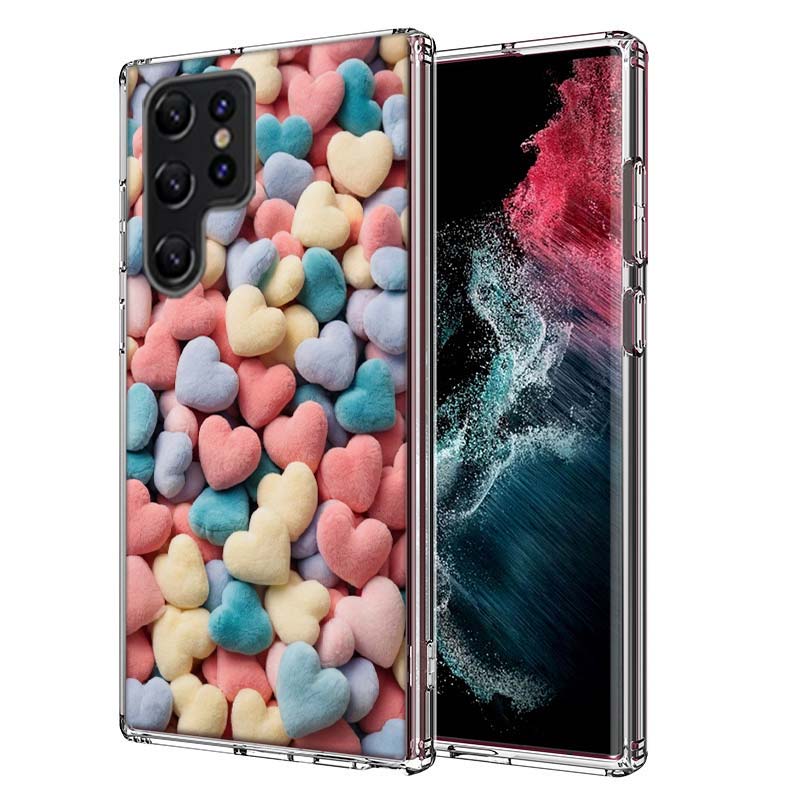 

Furry Heart Capa Phone Case For Samsung S26 Ultra S25 Edge Galaxy S23 S21 S20 S24 FE S22 S10 Plus Cover Clear TPU Shell Coque wi Samsung S25 Plus 5G