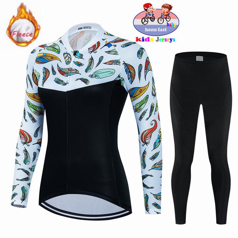 2026  Velvet Warm Cycling Suit Set  Kids Winter Thermal Fleece MTB Bicycle Girl Cycling Clothes Warm Bike Children Cycling Clothing Suit