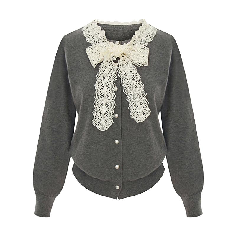 Selly'S Ribbon Lace Pearl Button Cardigan_I6A-Cca011
