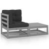 VidaXL Garden Lounge Set 2 Pcs with Cushions Outdoor Furniture Set Patio Furniture Patio Furniture Grey Wood 805752
