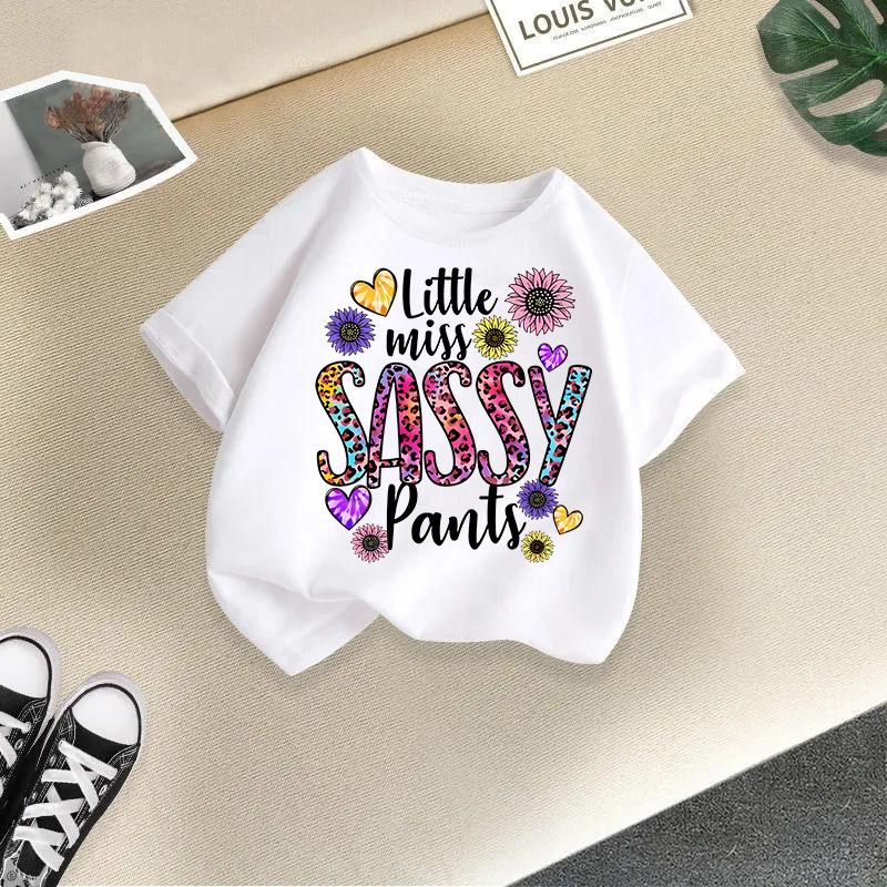 Dívčí tričko top 2-13 let volný střih ležérní kulatý výstřih krátký rukáv chlapecké tričko módní potisk krátký rukáv