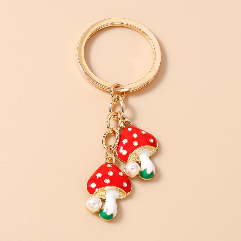 Cute Enamel Mushroom Keychain Women Girls Key Ring Pendants for Handbag Decor DIY Key Holder Jewelry Gifts