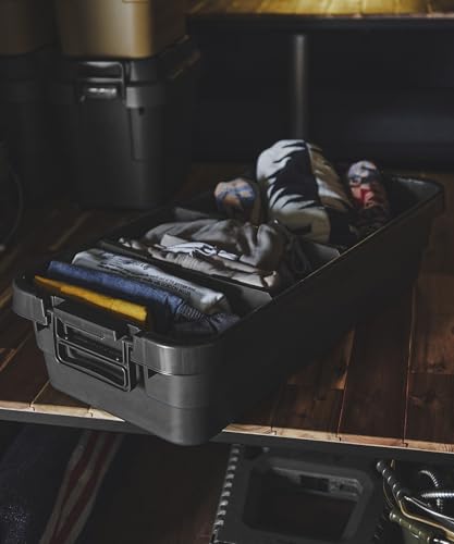 GORDON MILLER Stackable Trunk Cargo, 40L, Low-Profile Storage Box with Lid, Large Capacity, Sit-On, Stackable, Dark Gray, 01680034