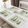 1pc/4pcs Christmas Decoration Table Mat Christmas Tree Printed Table Mat New Year Table Decoration