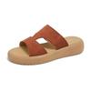 Summer 2025 Open-toed Soft Leather Sandals Comfortable Fashion Retro Versatile Flat Non-slip Fashion Casual Shoes Single Shoes