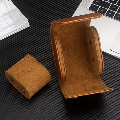 Oval Faux Leather Watch Case with Detachable Velvet Pad- Personalized Men's Watch Travel Storage Box, Perfect Gift