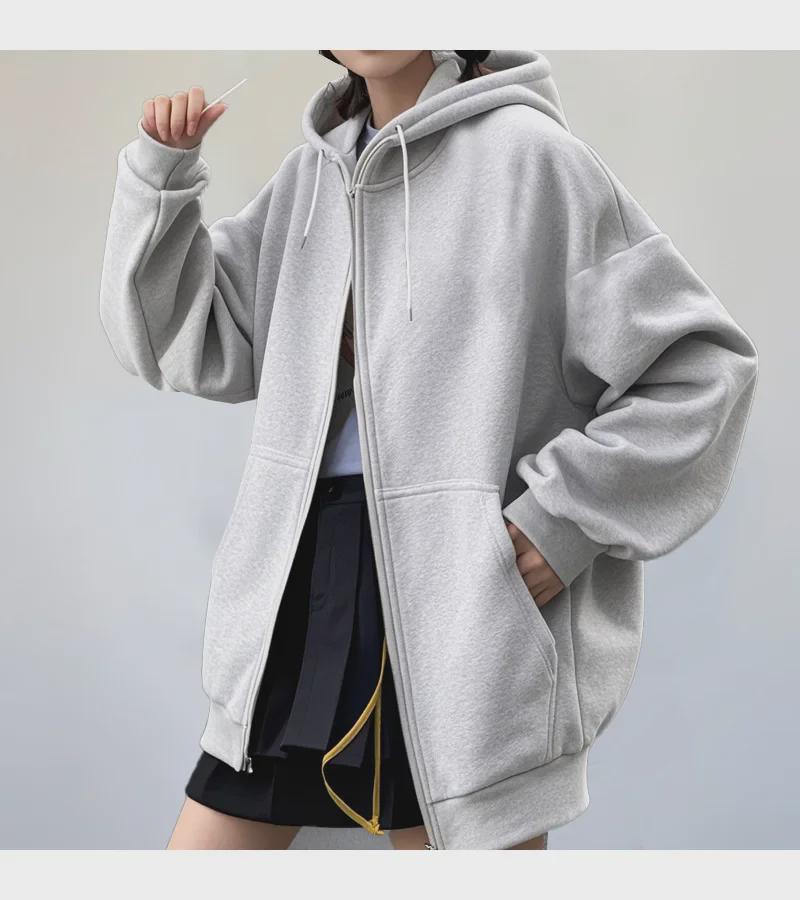 Unisex Hooded Velvet Cardigan: New Solid Color Zipper Style for Autumn/Winter