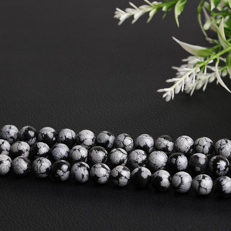 Natural Snowflake Stone Round Beads for DIY Jewelry and Bracelets