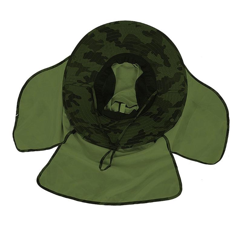 Unisex Outdoor Double Purpose Cap Large Brim Hat Sun Hat Visors Mesh Wide Brim Hat Fisherman Safaris Cap with Neck Flap
