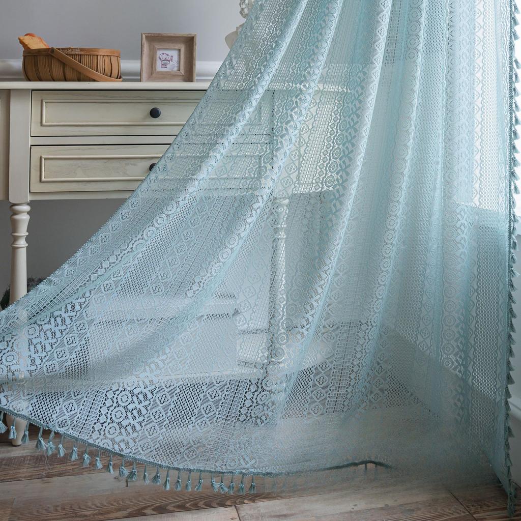 1PC Brocade Cotton Warp Knitted Craft Curtain with Tassels for Living Room Bedroom Home Decor