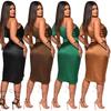 One-Shoulder Slit Midi Dress - Women's Fashion Solid Color, Europe & America Style
