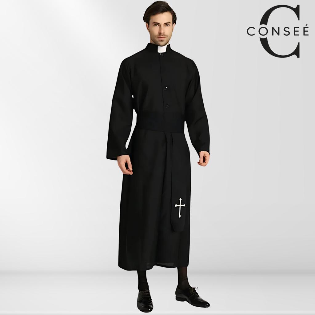 Priest's Carnival Costume, Priest's Cassock For Adults, Fancy Dress Costume