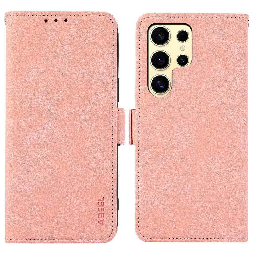

ABEEL For Samsung Galaxy S25 Ultra Case PU Leather Folio Stand View RFID Blocking Phone Cover C