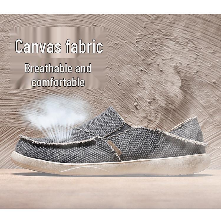 Men's Casual Lightweight Breathable Slip-On Canvas Loafers with Elastic Band