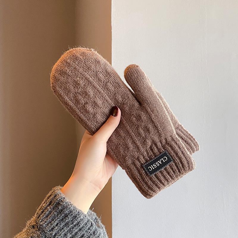 Men’s Plush Wool Mittens: Thick, Windproof & Cold-Proof Winter Gloves for Outdoor Activities