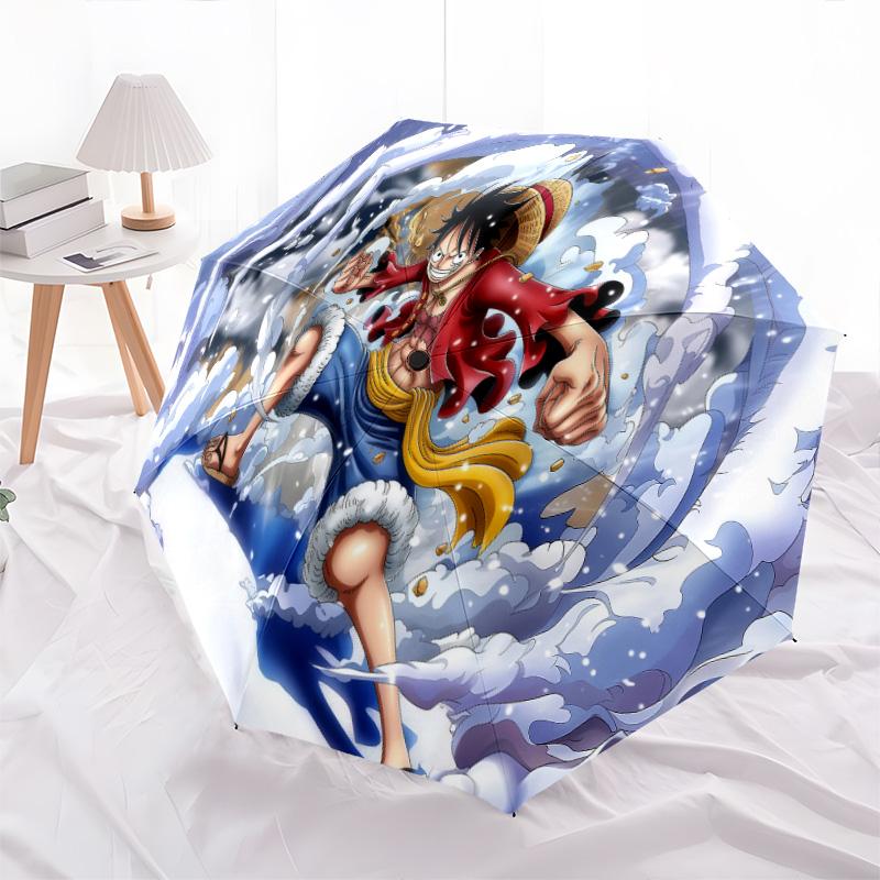 1 PC Automatic Folding Umbrella - Monkey D Luffy Pattern Portable Foldable Design With 8 Ribs Christmas Birthday Gifts