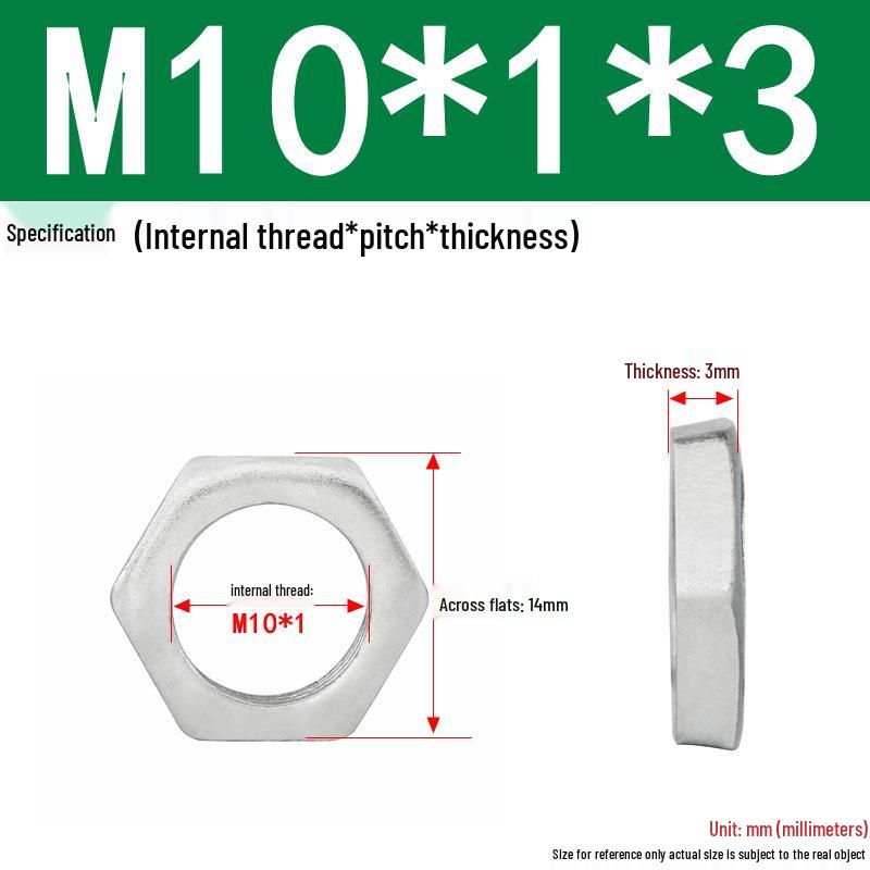 GB808 White Zinc Hex Thin Nut, Fine Thread, Lamp-Type, M6-M30