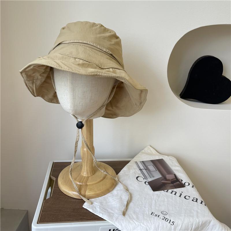 Styleable lace-up Thin fisherman's hat Children's spring and summer outdoor sunscreen visor Sweet quick-drying versatile breathable