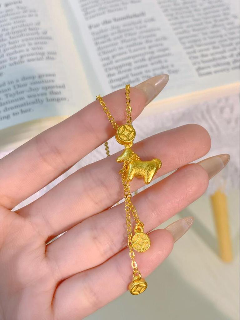 Shajinma Women's Simulated Gold Pendant Necklace - Luxurious Light Design with Long-Lasting Color