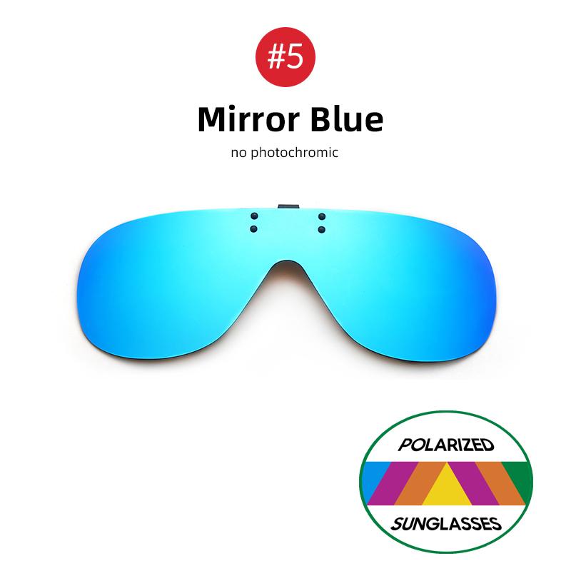 VIVIBEE Gepolariseerde Flip-Up Clip-On Zonnebril voor Brillen Mannen Oversized Rijden UV400 Spiegel Rood Vissen Nachtzicht Bril Without Plastic Case blue