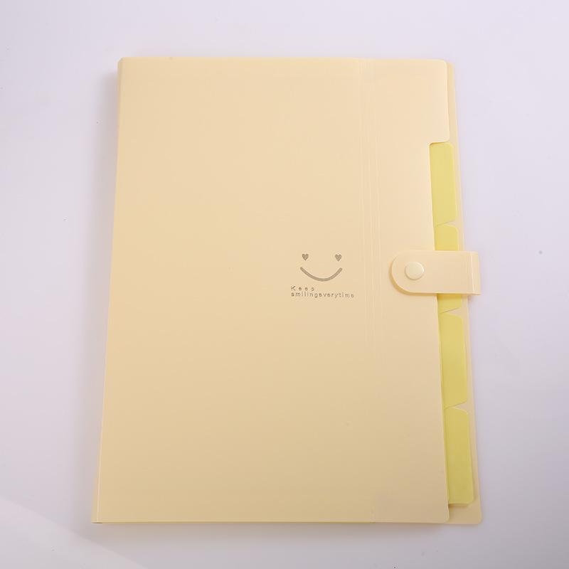 Smiley Pp Folder A4 Information Book Spot Five Grid Smile File Bag Purple Button