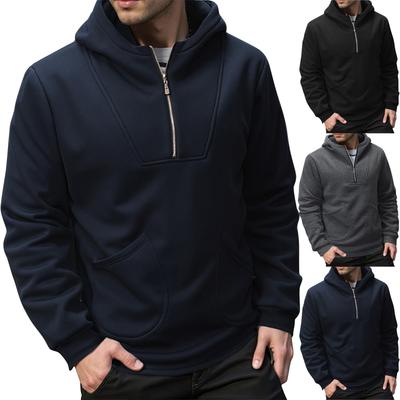 Men's Solid Color Half-Zip Sweatshirt Hoodie Men's Sports Large Size Casual Sweatshirt