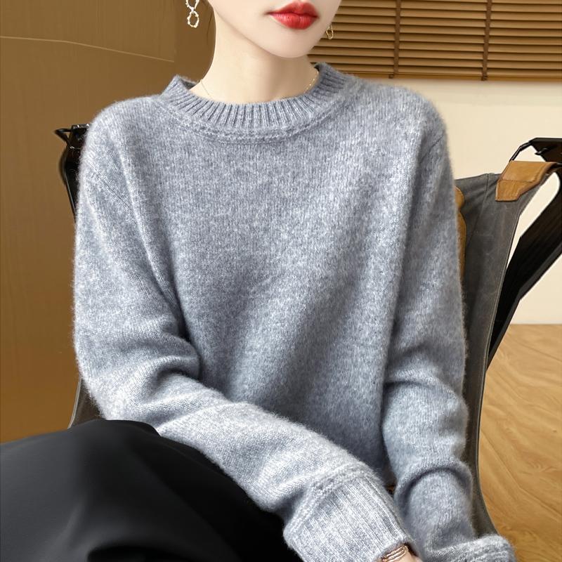 Women's Cashmere Sweater Qinghe Cashmere 30% Cashmere 70% Wool Autumn and Winter Pullover Warm and Fashionable