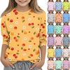 Children's Printed Round Neck Seven Quarter Sleeve Casual T-shirt