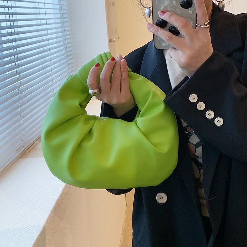 PU Leather Small Bag for Women Shoulder Bag Ruched Party Bag  Fashion Ladies Messenger Bags  Crossbody