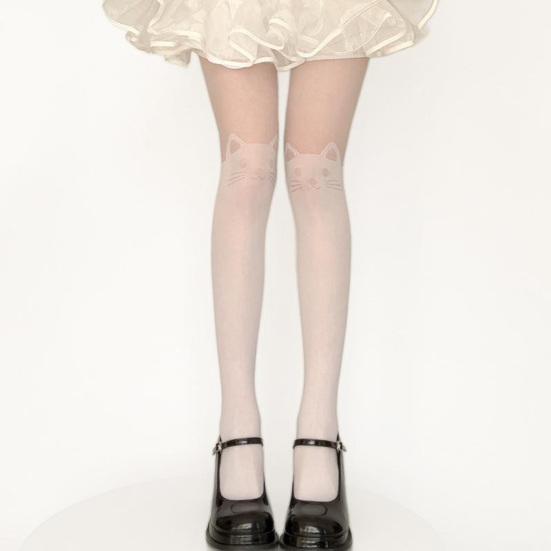 Japanese Cartoon Cat Tail Over-the-Knee High-Top Splicing Stockings