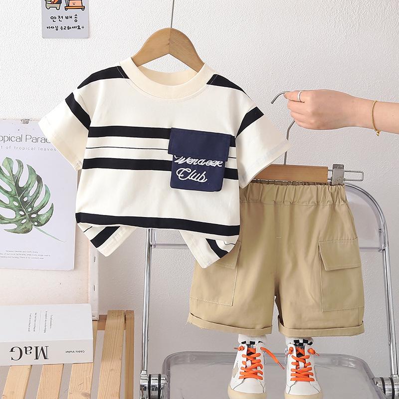 

Boys Striped Summer Shorts & Short Sleeve Shirt Set with English Pocket - 2026 Collection 90cm-130cm: 5 sets (order in multiples of 5) чёрный